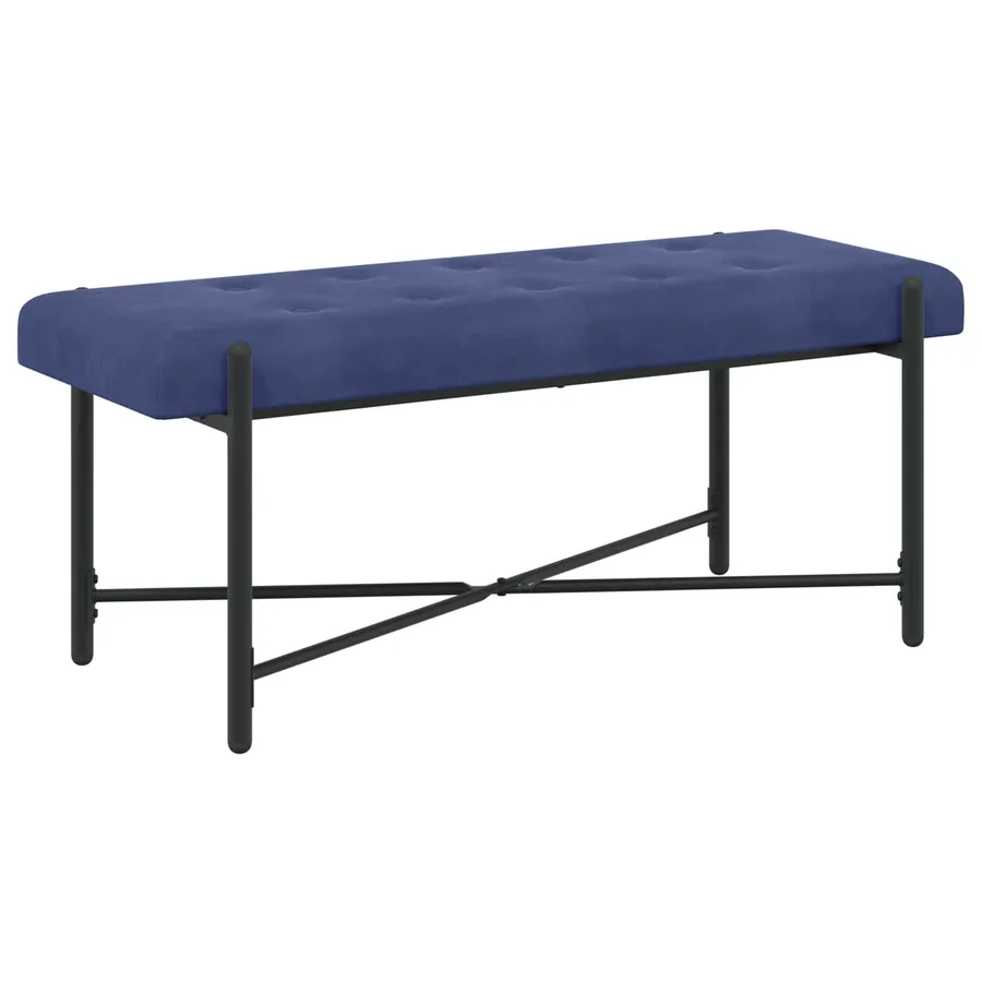 Banc capitonné à boutons avec coussins Bleu police Velours - 5