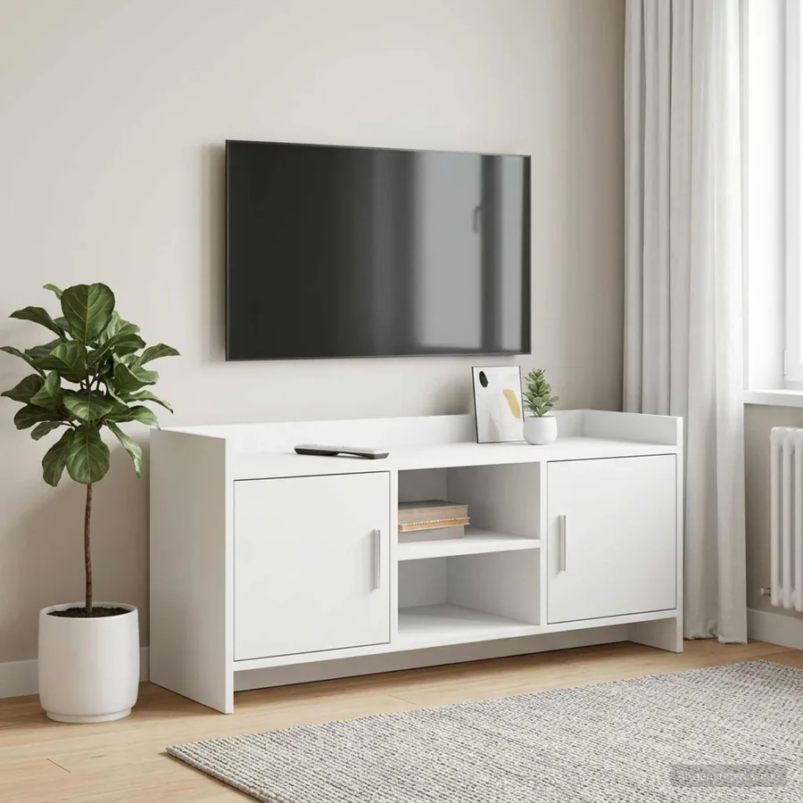 Meuble TV 102 x 33 x 47 cm Blanc Bois d'ingénierie