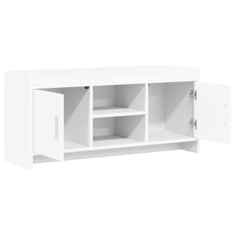 Meuble TV 102 x 33 x 47 cm Blanc Bois d'ingénierie - 4