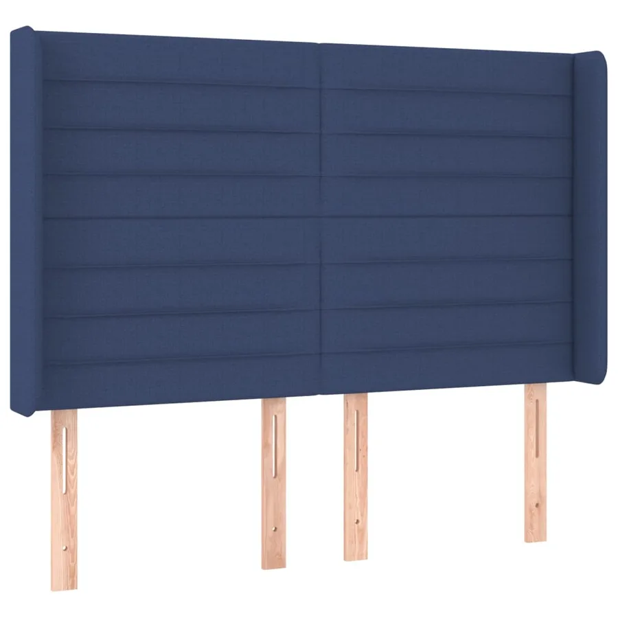 Tête de lit avec oreilles Bleu 147x16x118/128 cm Tissu - 2
