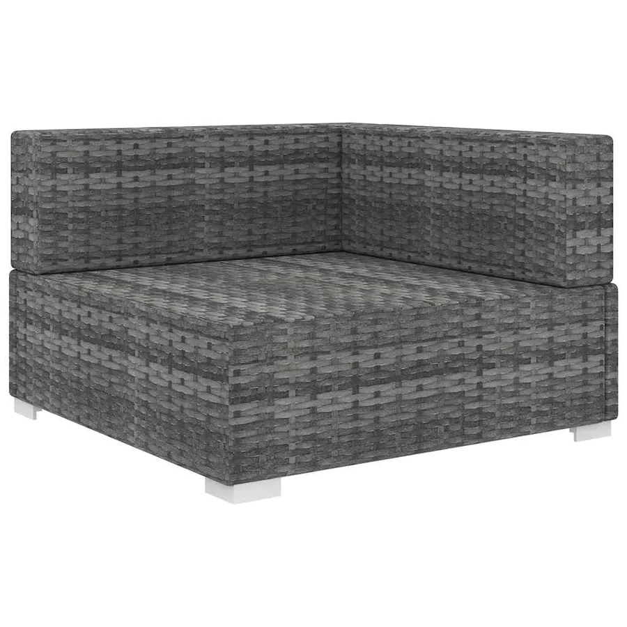 Chaise d'angle sectionnelle avec coussins résine tressée gris - 2