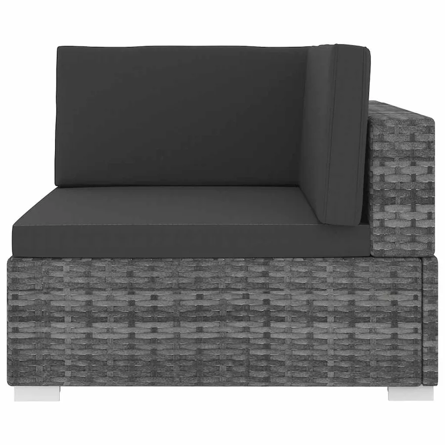 Chaise d'angle sectionnelle avec coussins résine tressée gris - 3