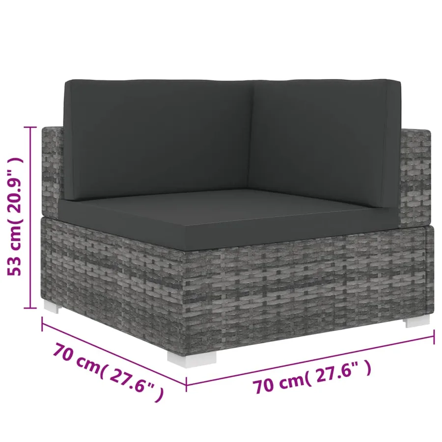 Chaise d'angle sectionnelle avec coussins résine tressée gris - 5