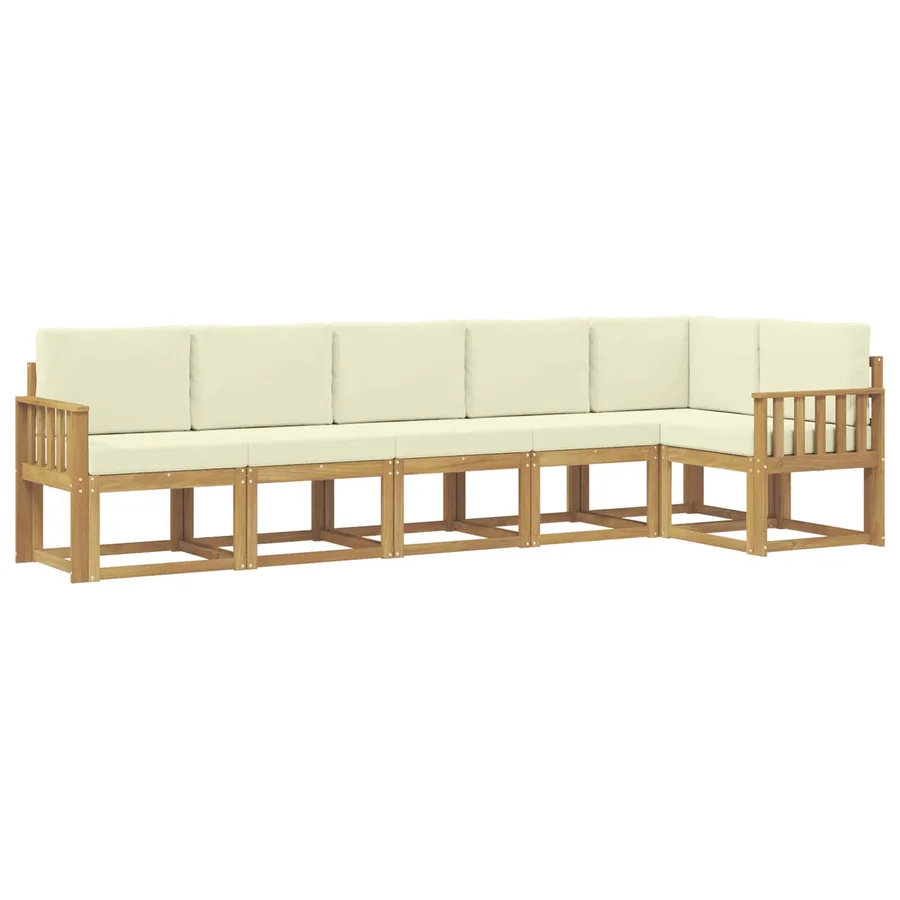 Ensemble de canapés d'extérieur 6 pcs Blanc et crème Polyester - 2