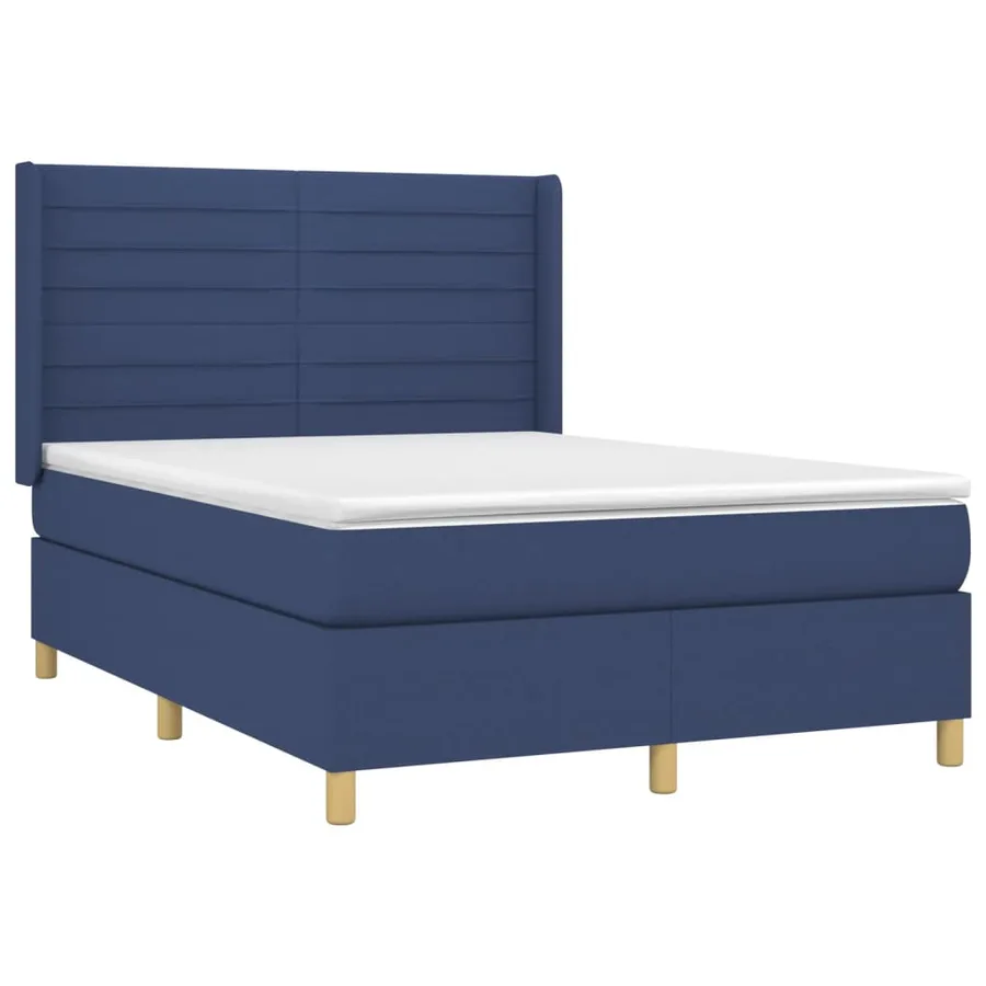 Sommier à lattes de lit matelas et LED Bleu 140x200 cm Tissu - 4