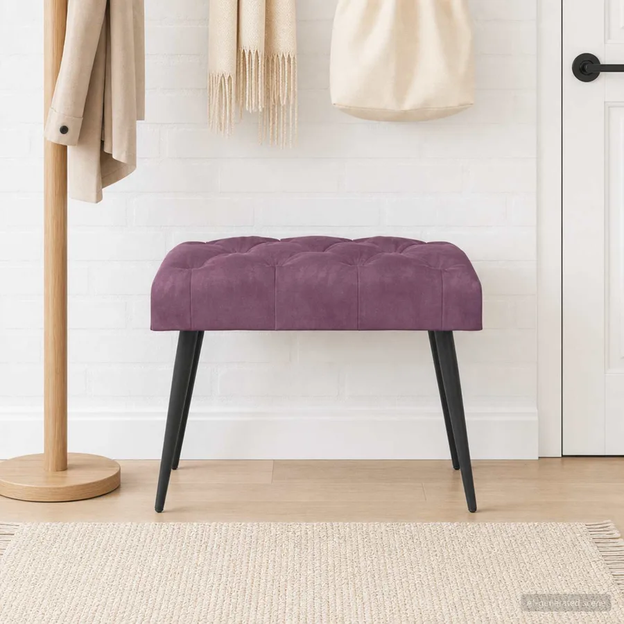 Banc avec capitonnage bouton Pourpre 60 x 40 x 45 cm Velours - 3