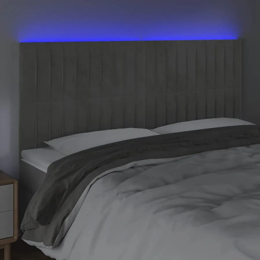 Tête de lit à LED Gris clair 180x5x118/128 cm Velours - 3