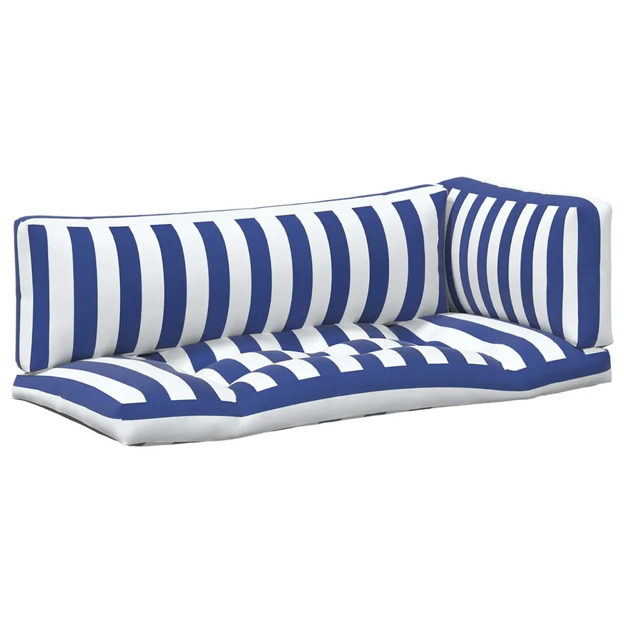 Coussin d'extérieur 3 pcs Bleu et Blanc 103 x 58 x 10 cm Tissu - 2