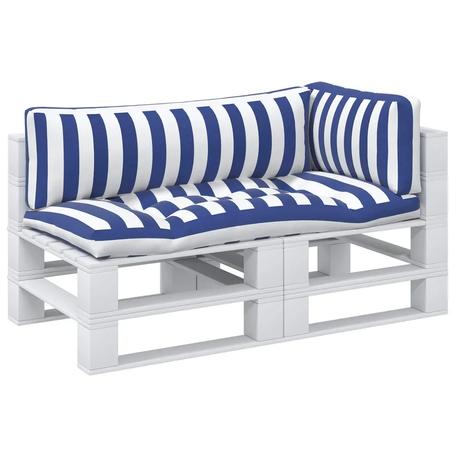 Coussin d'extérieur 3 pcs Bleu et Blanc 103 x 58 x 10 cm Tissu - 3