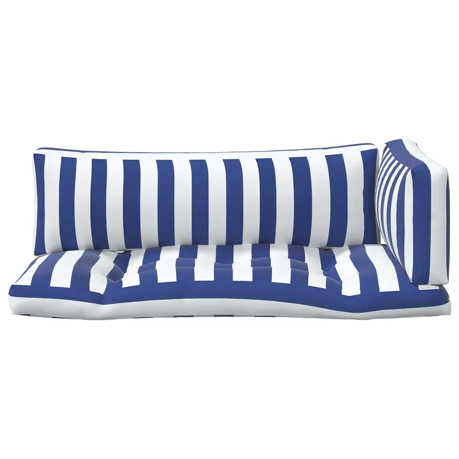 Coussin d'extérieur 3 pcs Bleu et Blanc 103 x 58 x 10 cm Tissu - 7