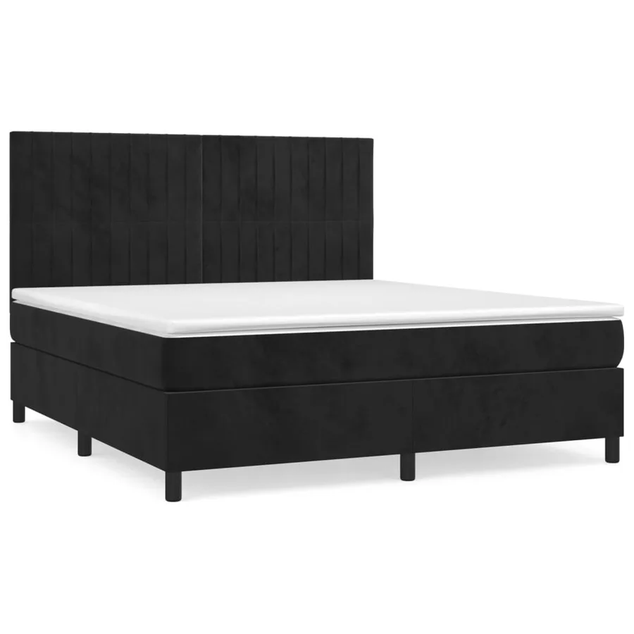 Sommier à lattes de lit avec matelas Noir 180x200 cm Velours - 2