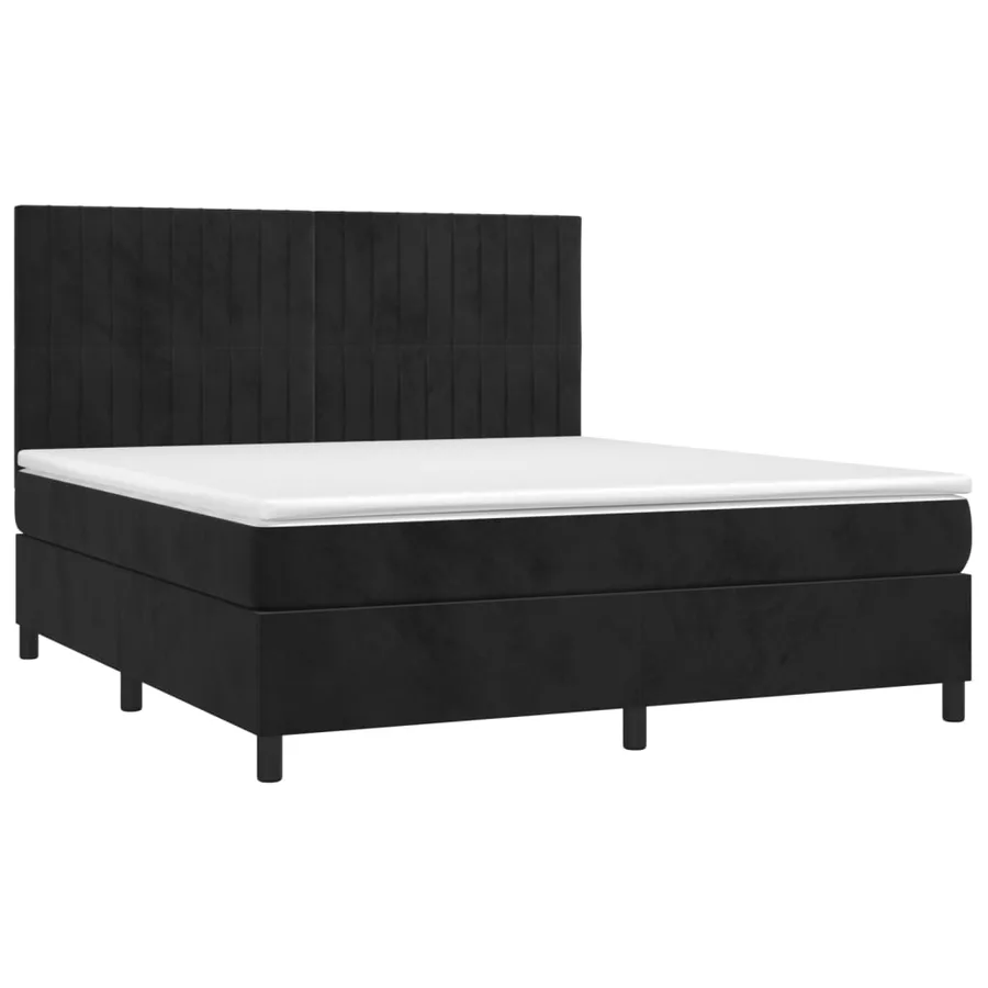 Sommier à lattes de lit avec matelas Noir 180x200 cm Velours - 3