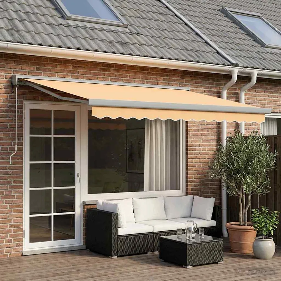 Auvent rétractable Sable 500 × 300 cm Tissu et Métal