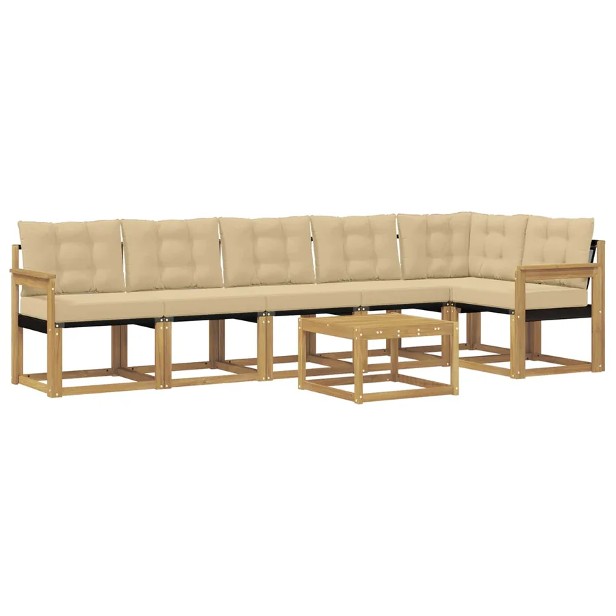 Ensemble de canapés d'extérieur 7 pcs Blanc et Beige - 2