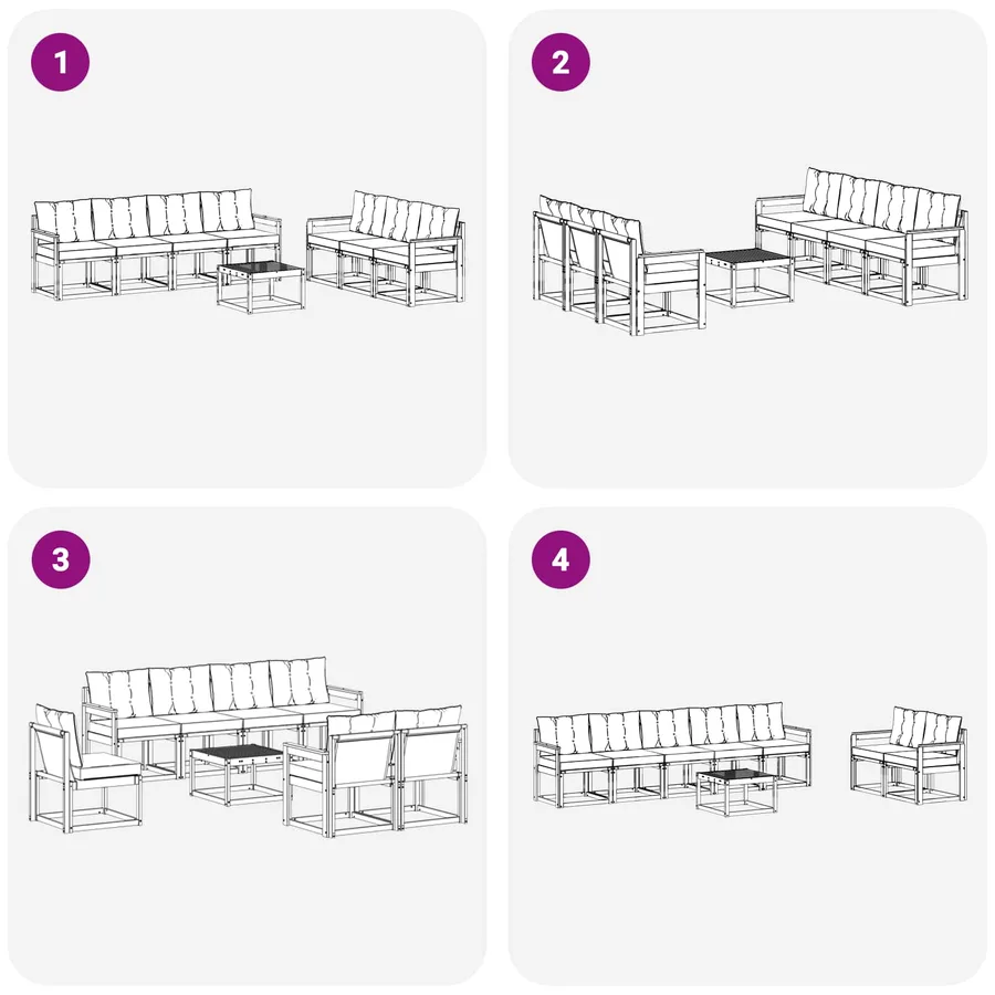 Ensemble de canapés d'extérieur 8 pcs Blanc et Beige - 7