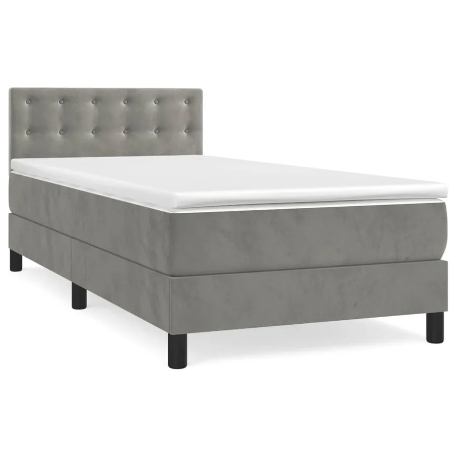 Sommier à lattes de lit et matelas Gris clair 90x190 cm Velours - 3