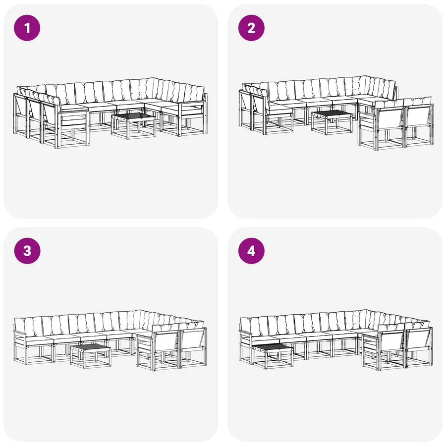 Ensemble de canapés d'extérieur 10 pcs Blanc et noir - 9