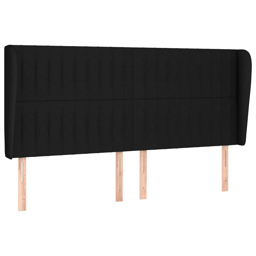 Tête de lit avec oreilles Noir 183x23x118/128 cm Tissu - 2