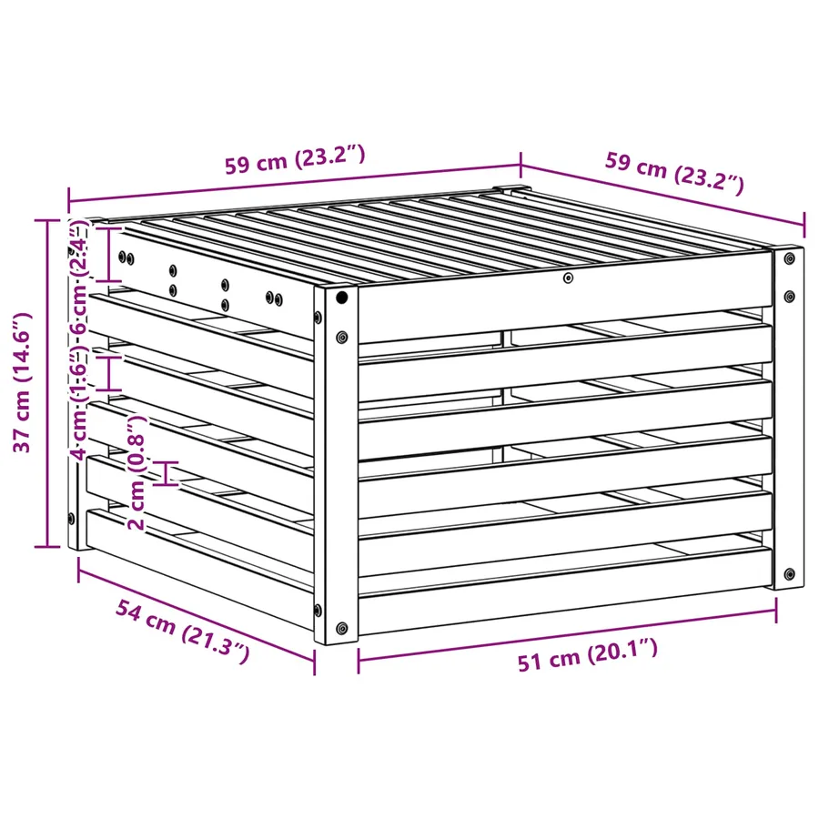 Table de jardin Bois d'Acacia Massif Blanc 59 x 59 x 37 cm - 6