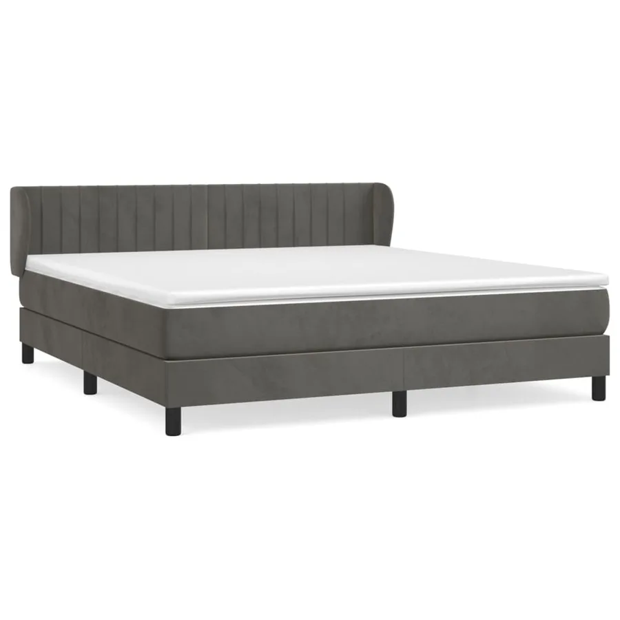 Sommier à lattes de lit et matelas Gris foncé 180x200cm Velours - 2