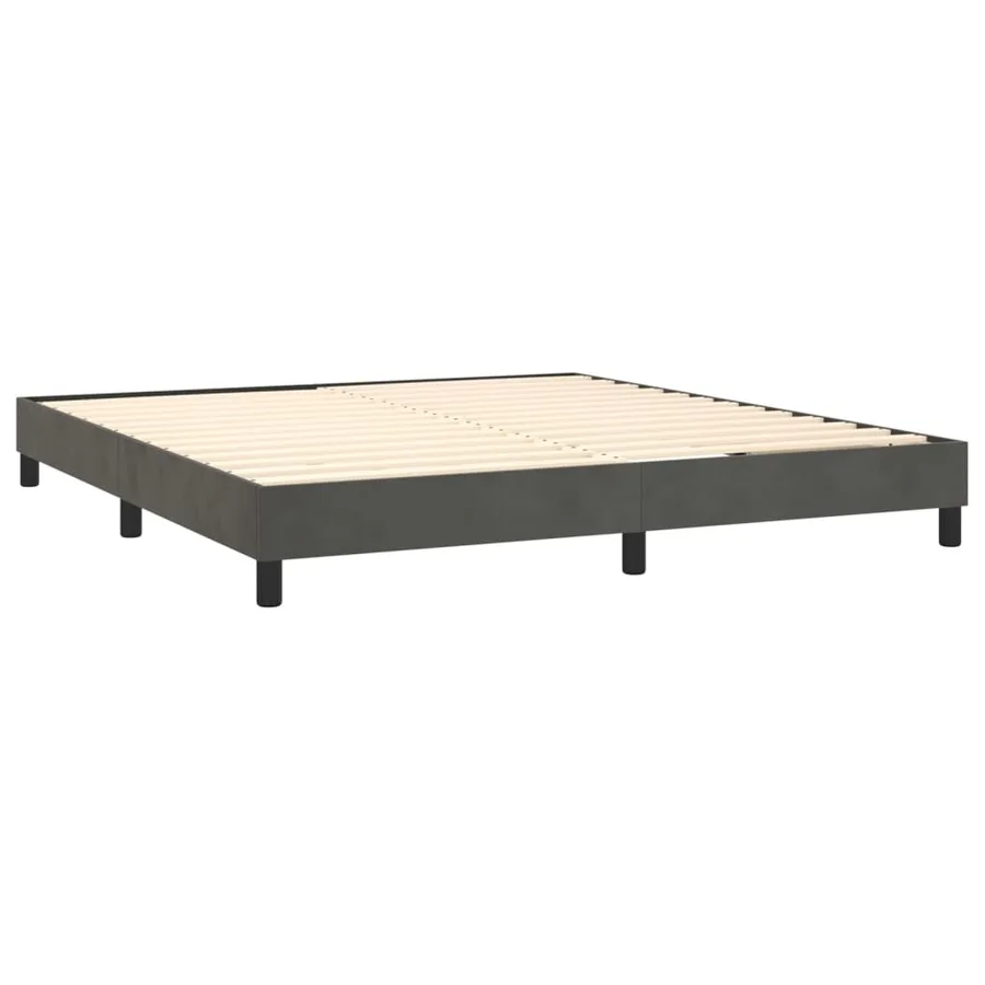 Sommier à lattes de lit et matelas Gris foncé 180x200cm Velours - 4