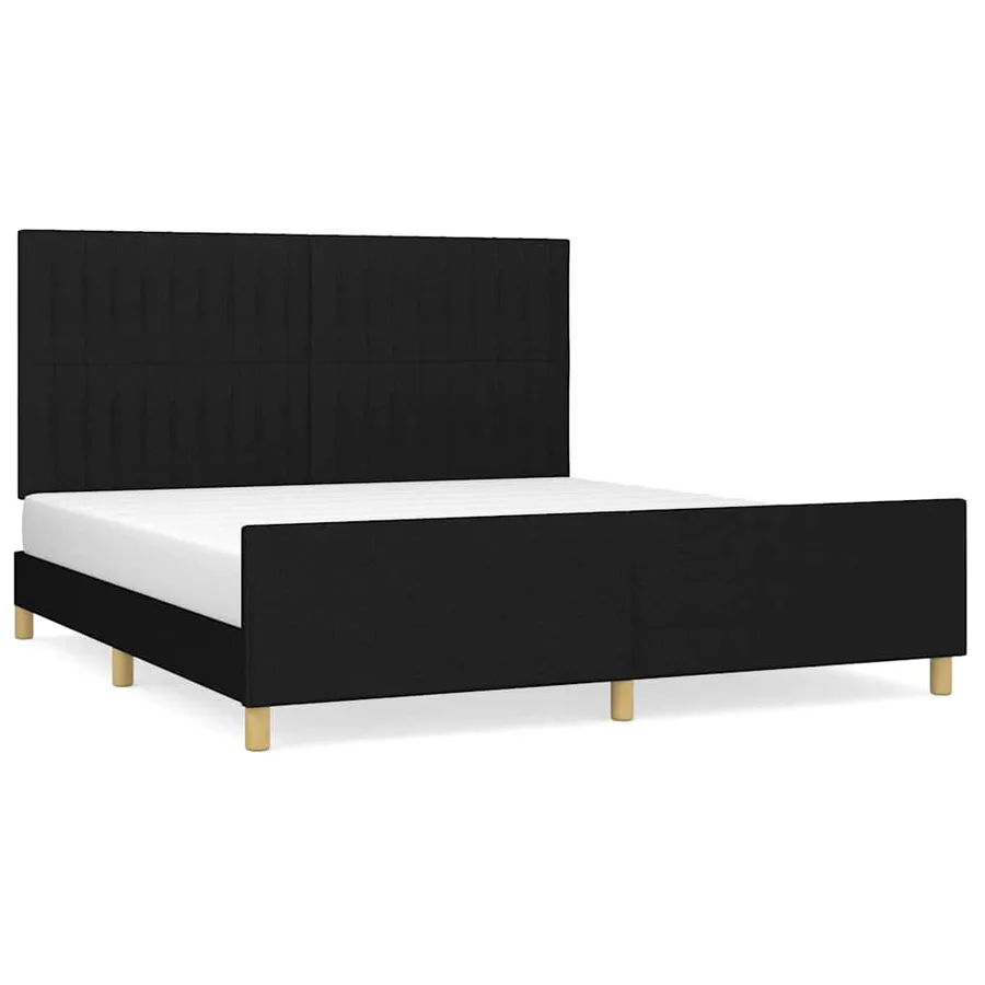Cadre de lit sans matelas noir 180x200 cm tissu - 2