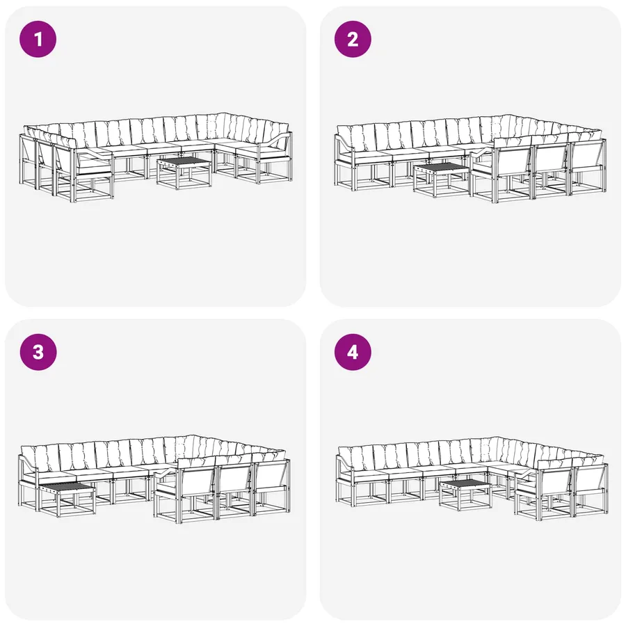 Ensemble de canapés d'extérieur 11 pcs Blanc et Beige - 9