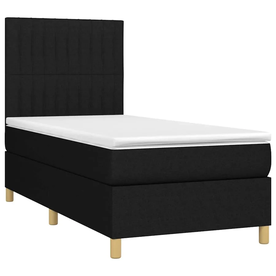 Sommier à lattes de lit et matelas et LED Noir 90x200 cm Tissu - 3
