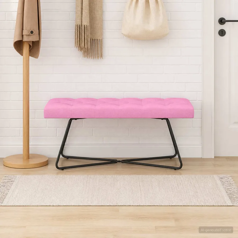 Banc avec capitonnage bouton Rose 110 x 40 x 46 cm Tissu