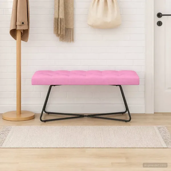 Banc avec capitonnage bouton Rose 110 x 40 x 46 cm Tissu