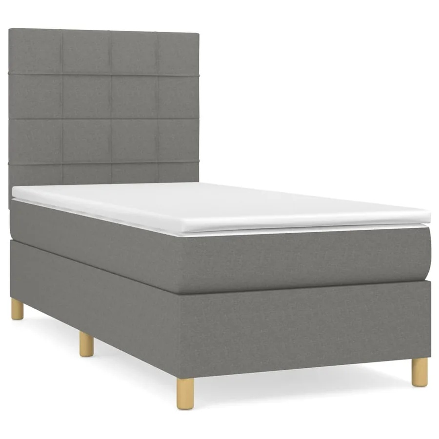 Sommier à lattes de lit avec matelas Gris foncé 80x200 cm Tissu - 2