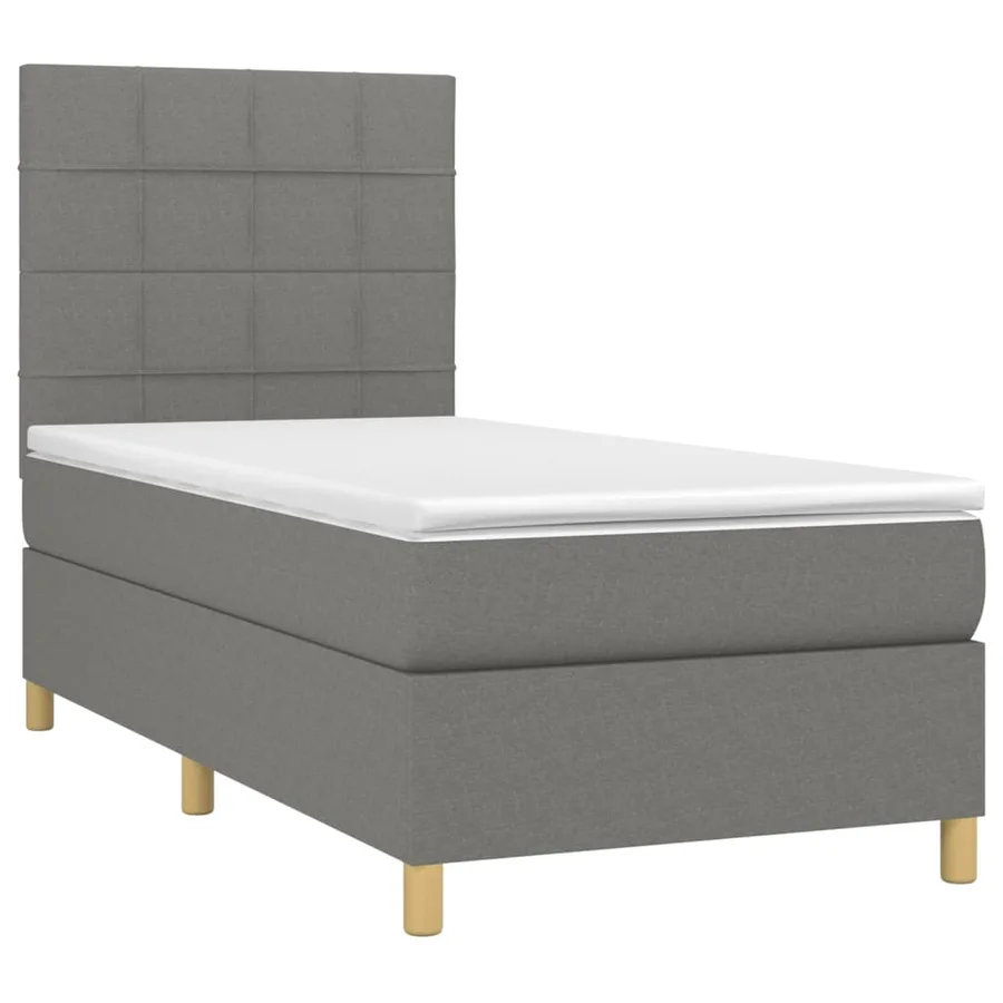 Sommier à lattes de lit avec matelas Gris foncé 80x200 cm Tissu - 3