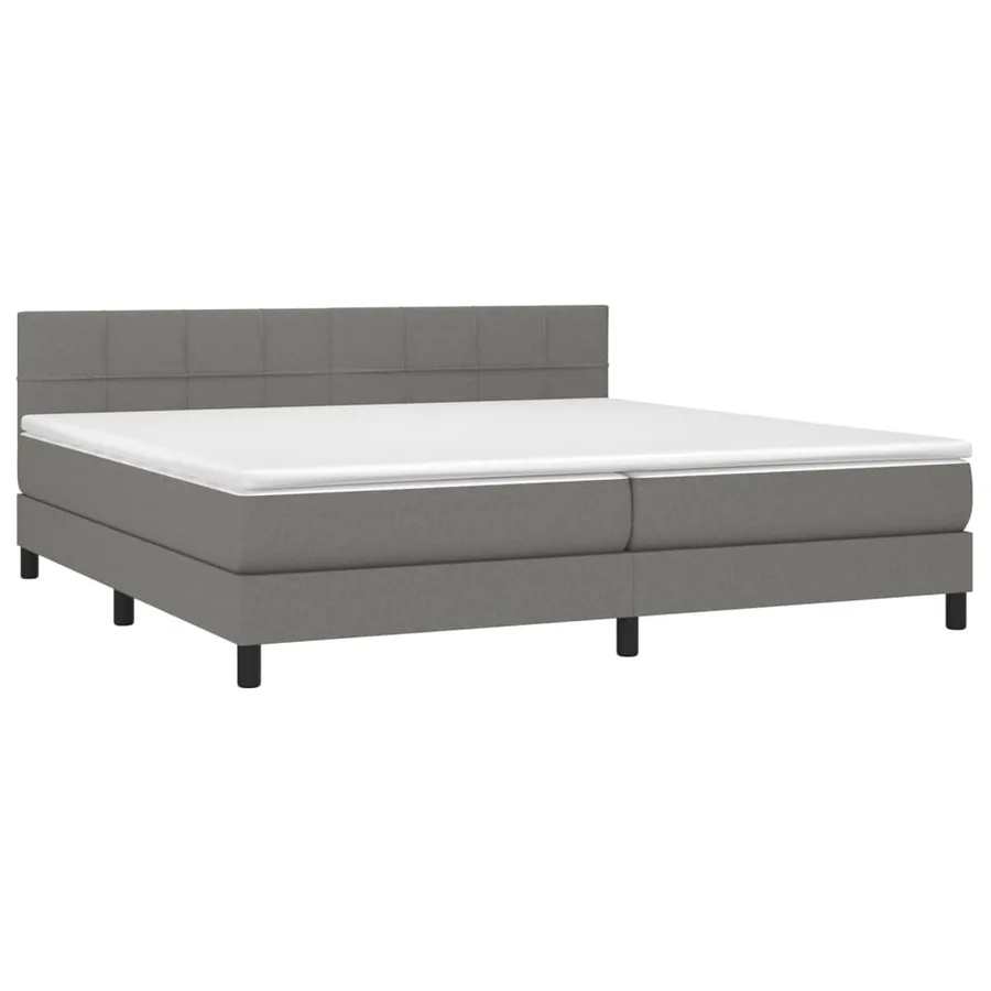 Sommier à lattes de lit avec matelas Gris foncé 200x200cm Tissu - 3