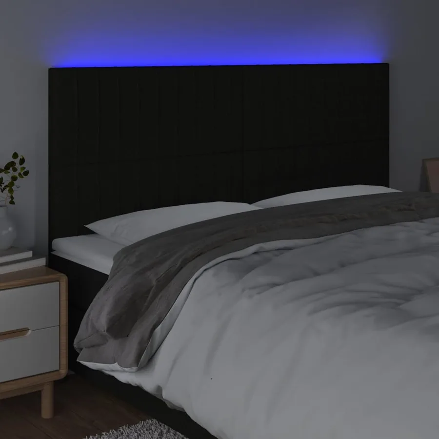 Tête de lit à LED Noir 180x5x118/128 cm Tissu - 3