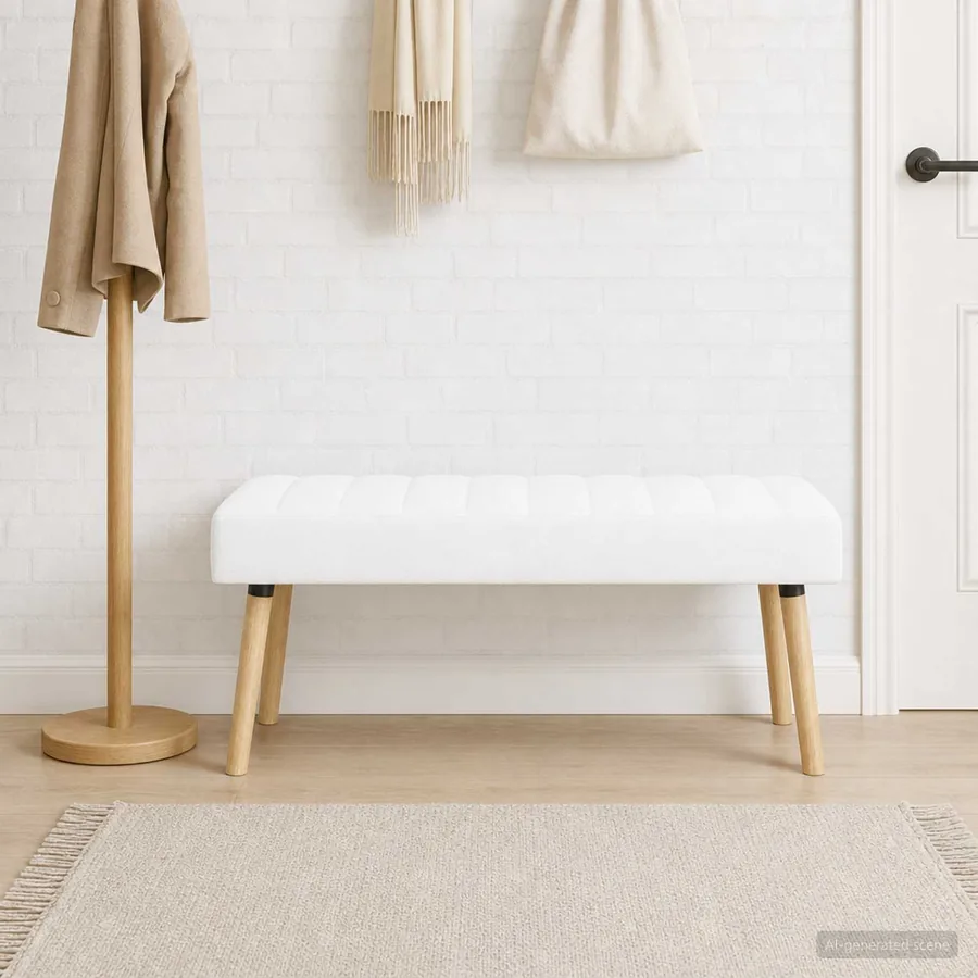 Banc capitonné canal Blanc 110 x 40 x 46 cm Tissu