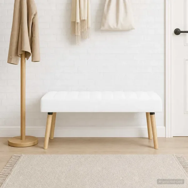 Banc capitonné canal Blanc 110 x 40 x 46 cm Tissu