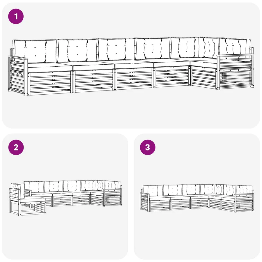 Ensemble de canapés d'extérieur 6 pc Blanc et anthracite - 7