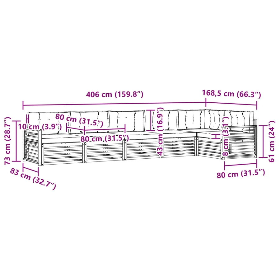 Ensemble de canapés d'extérieur 6 pc Blanc et anthracite - 8