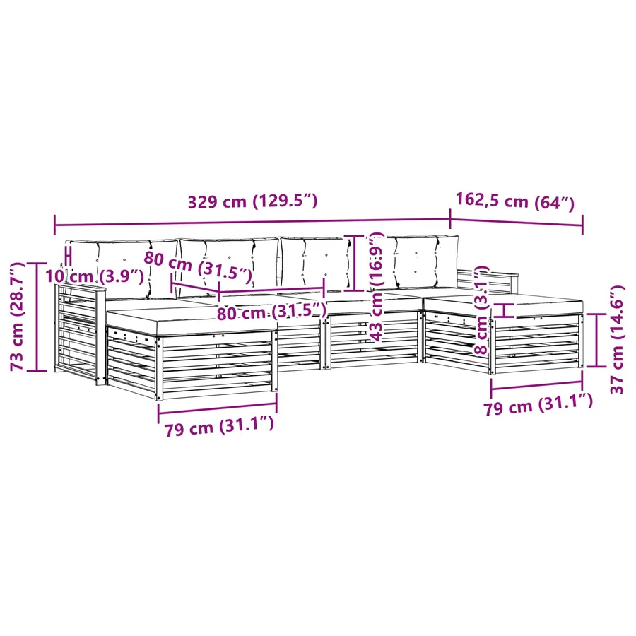 Ensemble de canapés d'extérieur 6 pc Blanc et anthracite - 6
