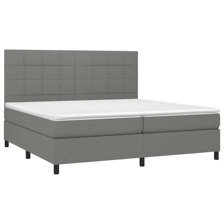 Sommier à lattes de lit et matelas et LED Gris foncé 200x200 cm - 3