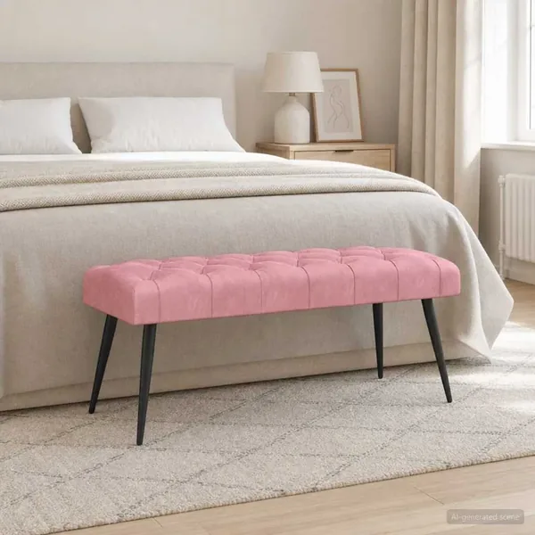 Banc avec capitonnage bouton Rose 110 x 40 x 46 cm Velours