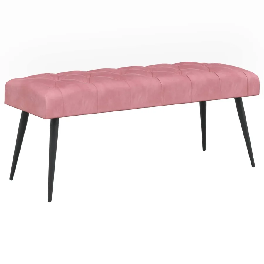 Banc avec capitonnage bouton Rose 110 x 40 x 46 cm Velours - 2