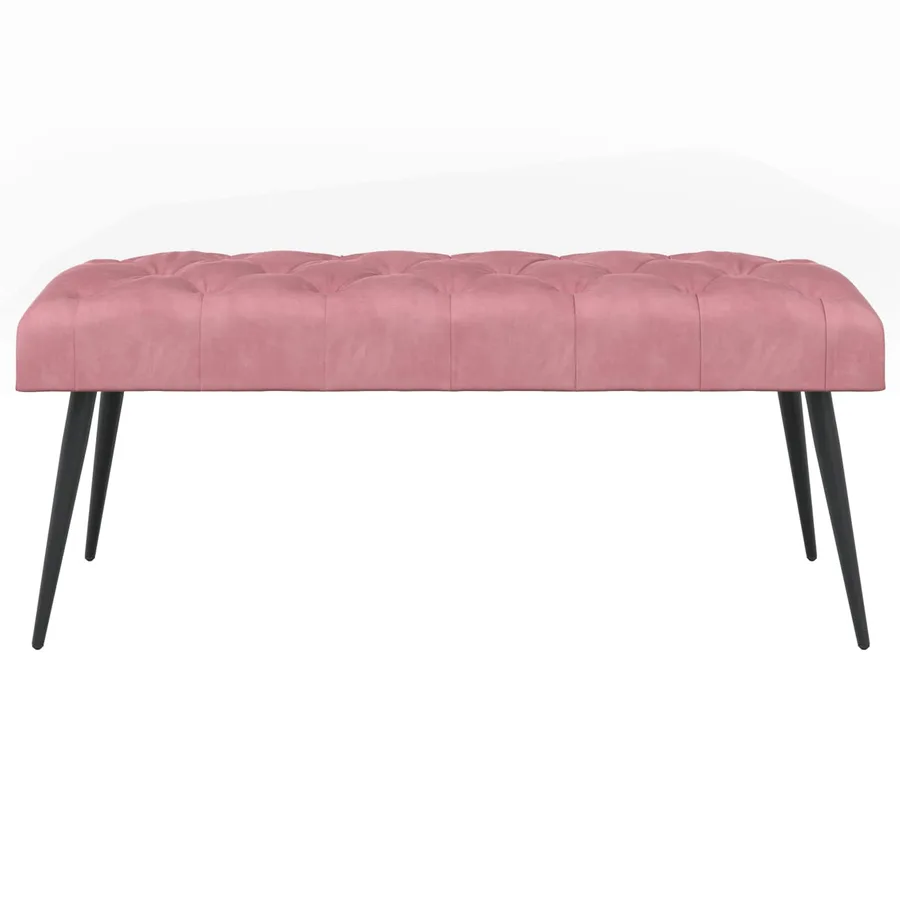 Banc avec capitonnage bouton Rose 110 x 40 x 46 cm Velours - 5