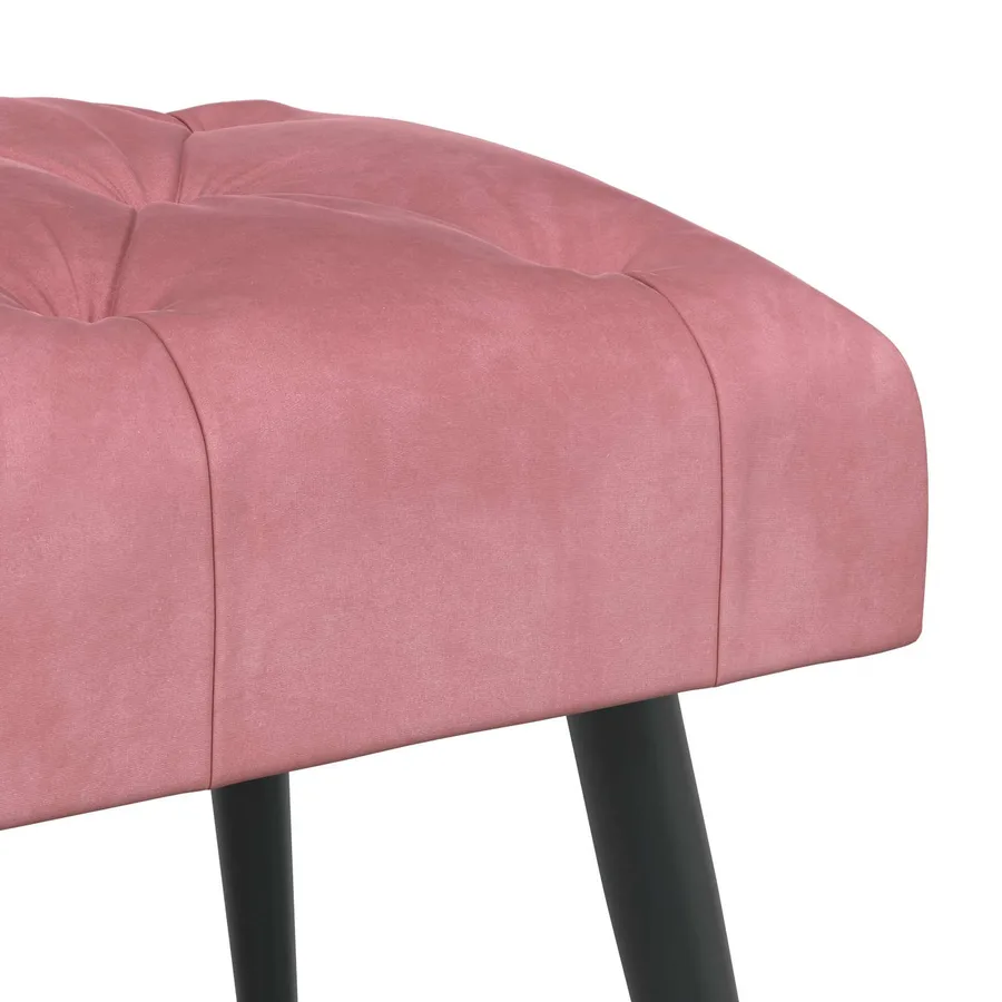 Banc avec capitonnage bouton Rose 110 x 40 x 46 cm Velours - 6