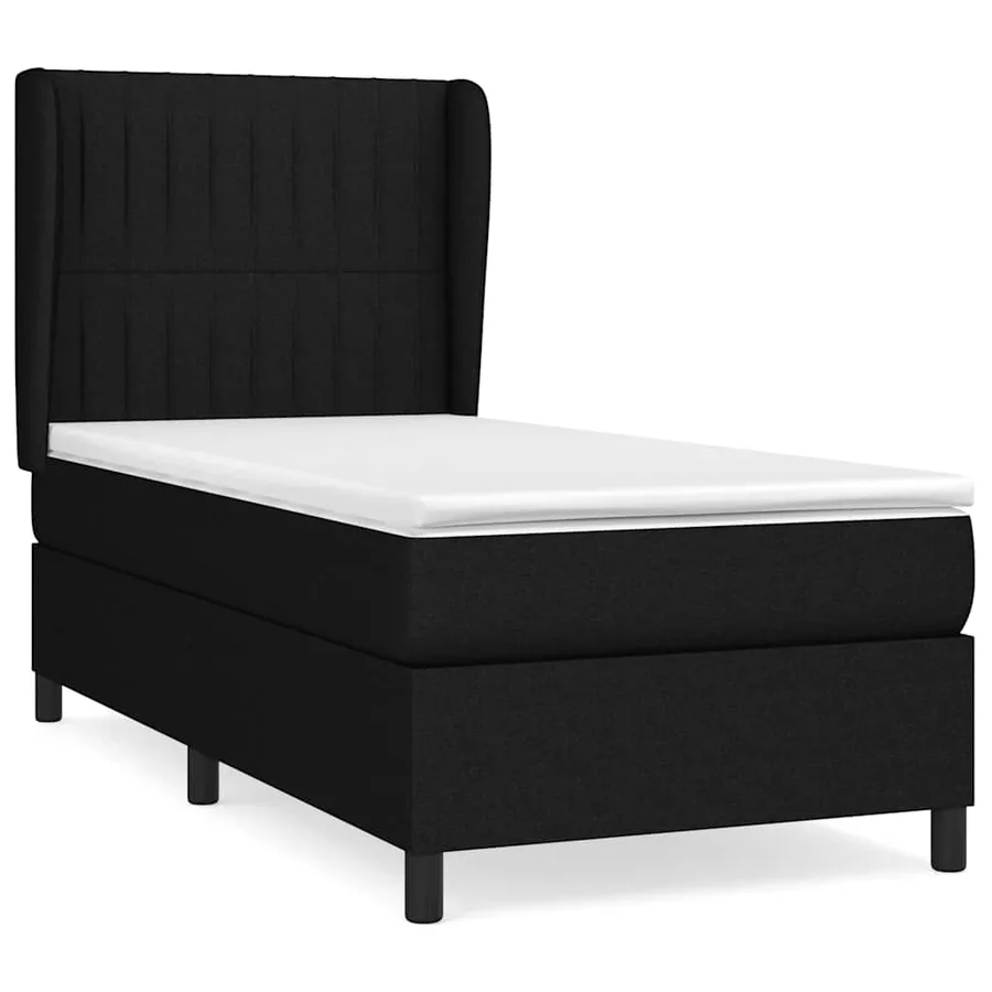 Sommier à lattes de lit avec matelas Noir 90x190 cm Tissu - 2