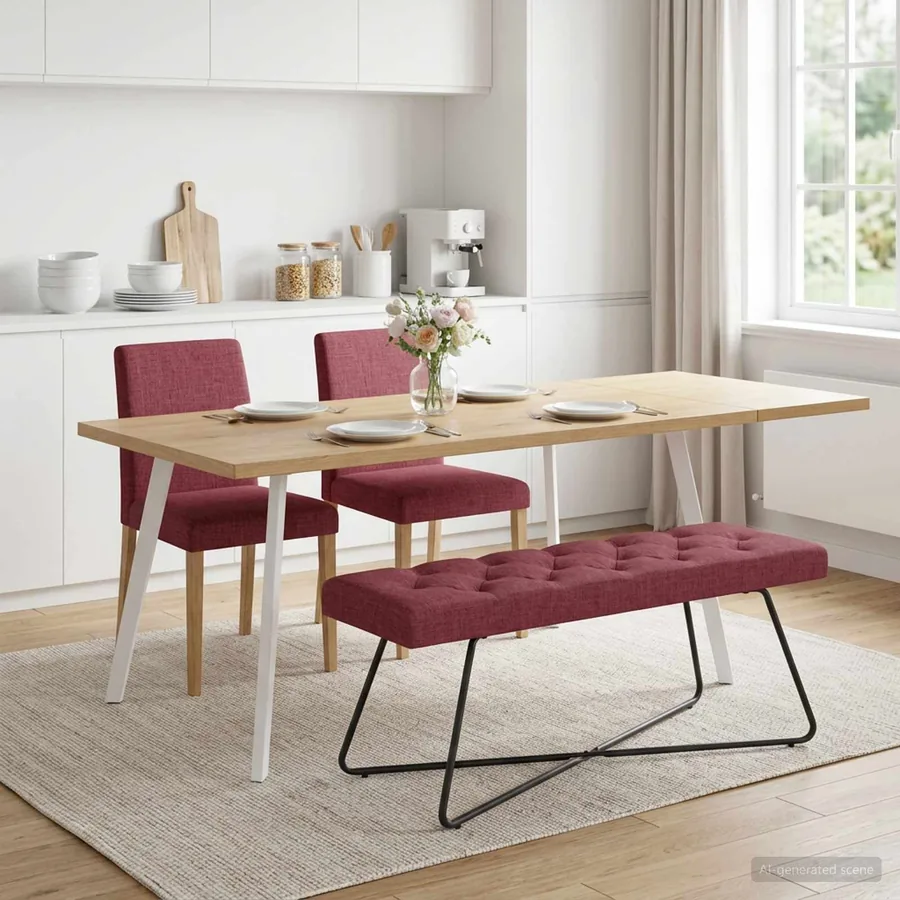 Banc avec capitonnage bouton Bordeaux 110 x 40 x 46 cm Tissu