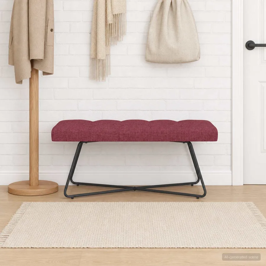 Banc avec capitonnage bouton Bordeaux 110 x 40 x 46 cm Tissu - 4
