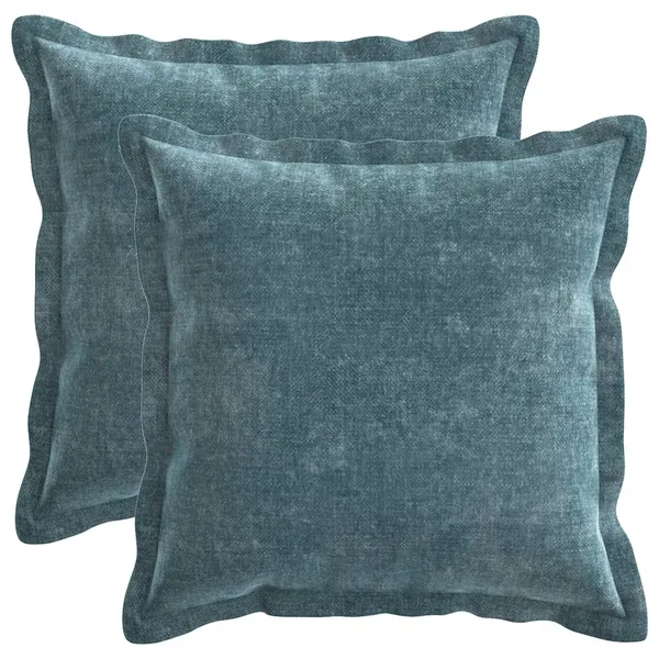 Housse de coussin 2 pcs HOUTEN Bleu 40 x 40 cm Tissu Chenille