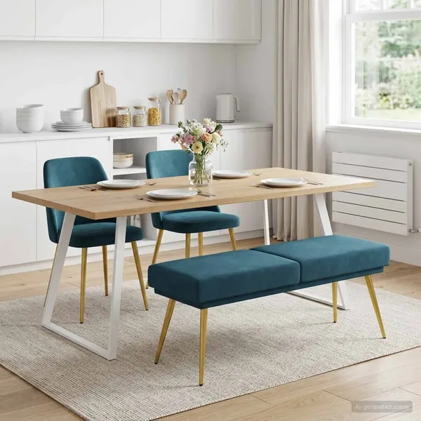 Banc à double couche Bleu 120 x 45 x 46 cm Velours