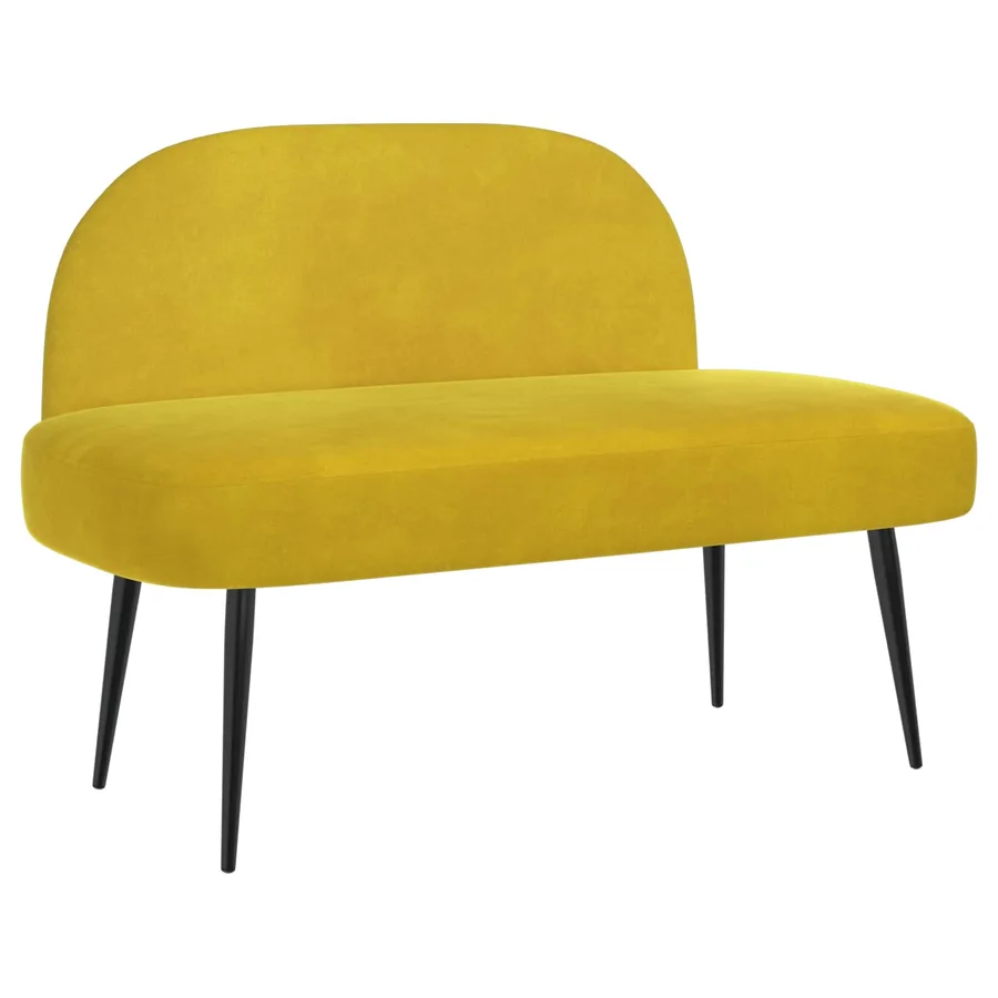 Banc rembourré avec dossier Jaune 110 x 60 x 76 cm Velours - 2
